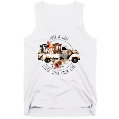 Just A Girl Lovin That Farm Life Animal Farm On Truck Tank Top