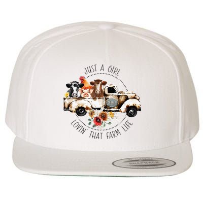 Just A Girl Lovin That Farm Life Animal Farm On Truck Wool Snapback Cap