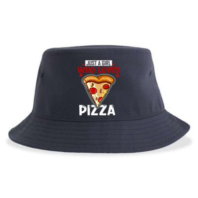 Just A Girl Who Loves Pizza Cute Girls Wo Pizza Lover Sustainable Bucket Hat