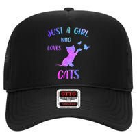 Just A Girl Who Loves Cats High Crown Mesh Back Trucker Hat