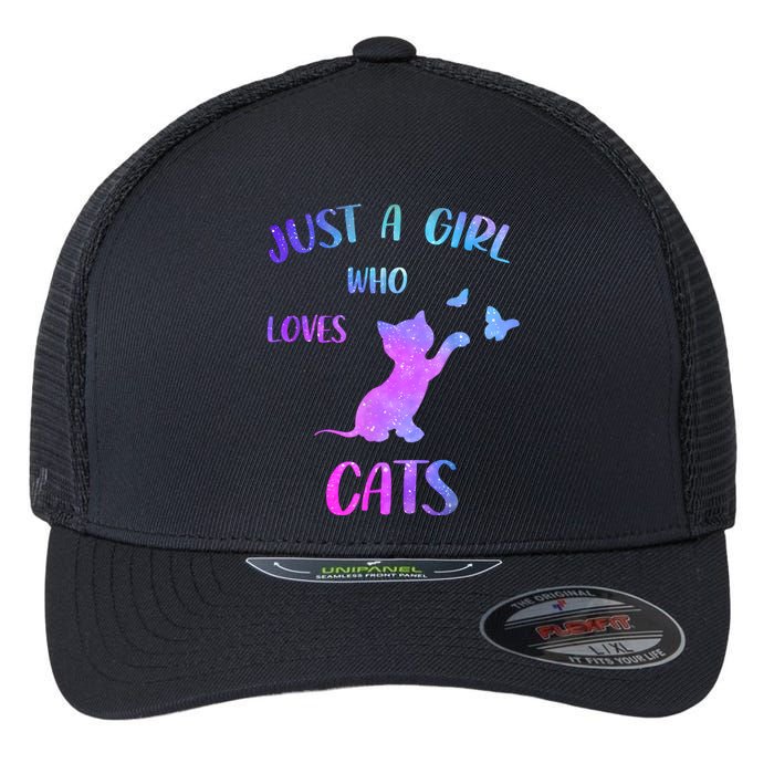 Just A Girl Who Loves Cats Flexfit Unipanel Trucker Cap