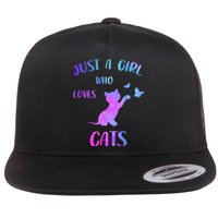 Just A Girl Who Loves Cats Flat Bill Trucker Hat