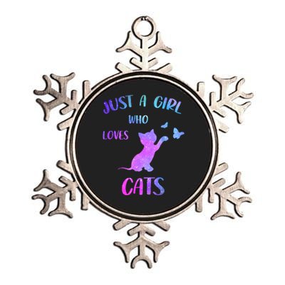 Just A Girl Who Loves Cats Metallic Star Ornament