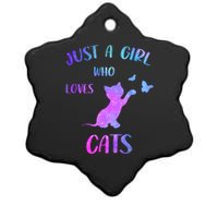 Just A Girl Who Loves Cats Ceramic Star Ornament