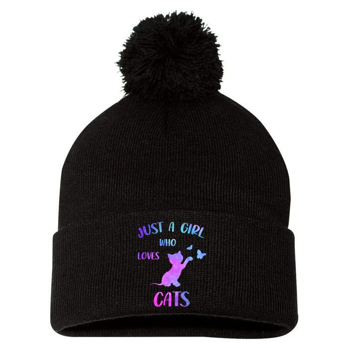 Just A Girl Who Loves Cats Pom Pom 12in Knit Beanie