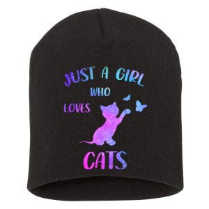 Just A Girl Who Loves Cats Short Acrylic Beanie