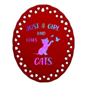 Just A Girl Who Loves Cats Ceramic Oval Ornament