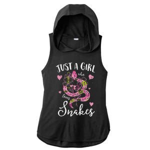 Just A Girl Who Loves Snakes Women Snake Lover Ladies PosiCharge Tri-Blend Wicking Draft Hoodie Tank