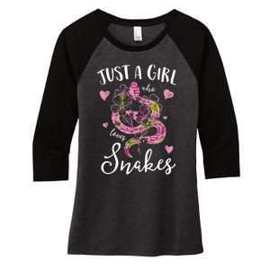 Just A Girl Who Loves Snakes Women Snake Lover Women's Tri-Blend 3/4-Sleeve Raglan Shirt