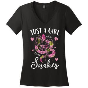 Just A Girl Who Loves Snakes Women Snake Lover Women's V-Neck T-Shirt