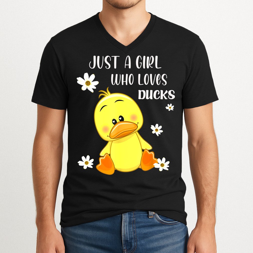 Just A Girl Who Loves Ducks Cute Duck Lover Owner Gift V-Neck T-Shirt