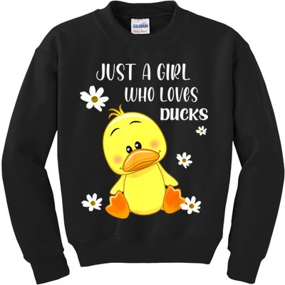 Just A Girl Who Loves Ducks Cute Duck Lover Owner Gift Kids Sweatshirt