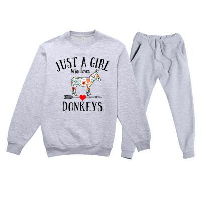 Just A Girl Who Loves Donkeys Cute Funny Design For Funny Gift Premium Crewneck Sweatsuit Set