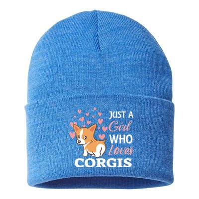 Just A Girl Who Loves Corgis Gift Love Corgis Gift Sustainable Knit Beanie