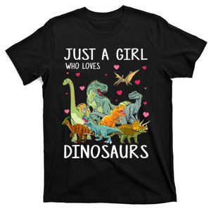 Just A Girl Who Loves Dinosaurs T Rex Dinosaur Gift Girls T-Shirt