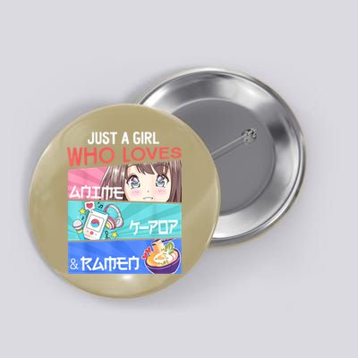 Just A Girl Who Loves Anime KPop Ramen KPop Lover Kawaii Button