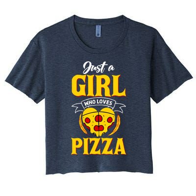 Just A Girl Who Loves Pizza Cute Pizza Lover Girls Wo Women's Crop Top Tee