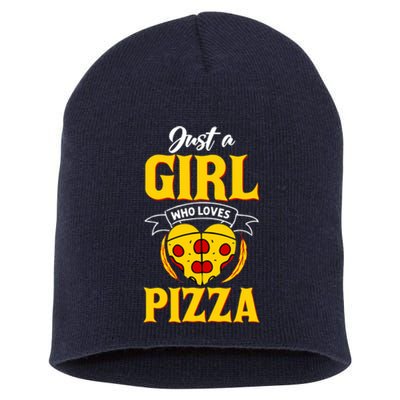 Just A Girl Who Loves Pizza Cute Pizza Lover Girls Wo Short Acrylic Beanie