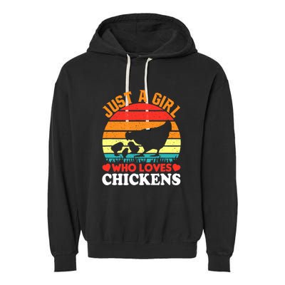 Just A Girl Who Loves Chickens Farmer Farm Garment-Dyed Fleece Hoodie