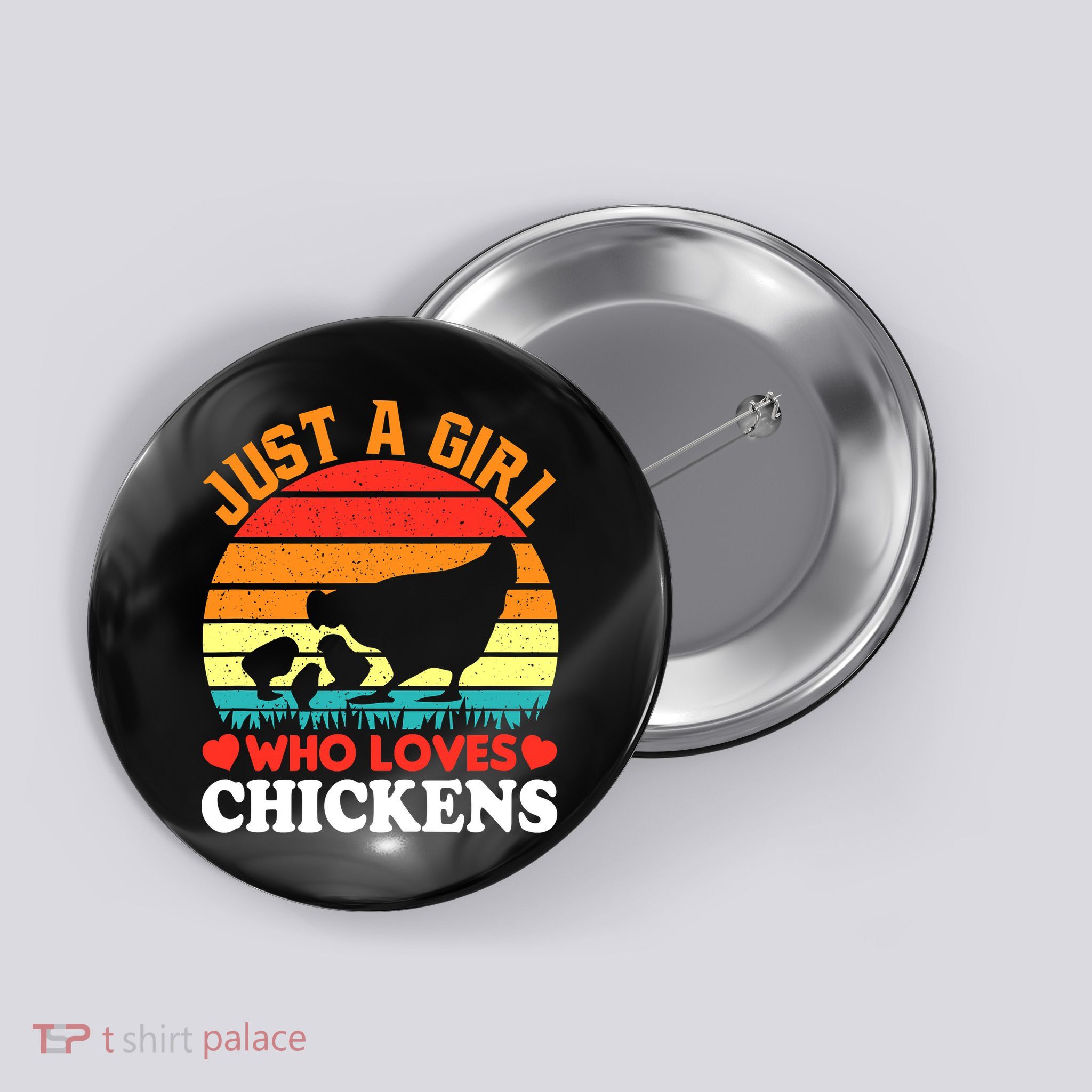 Just A Girl Who Loves Chickens Farmer Farm Button