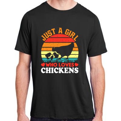 Just A Girl Who Loves Chickens Farmer Farm Adult ChromaSoft Performance T-Shirt