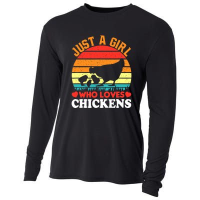 Just A Girl Who Loves Chickens Farmer Farm Cooling Performance Long Sleeve Crew