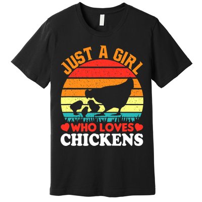 Just A Girl Who Loves Chickens Farmer Farm Premium T-Shirt