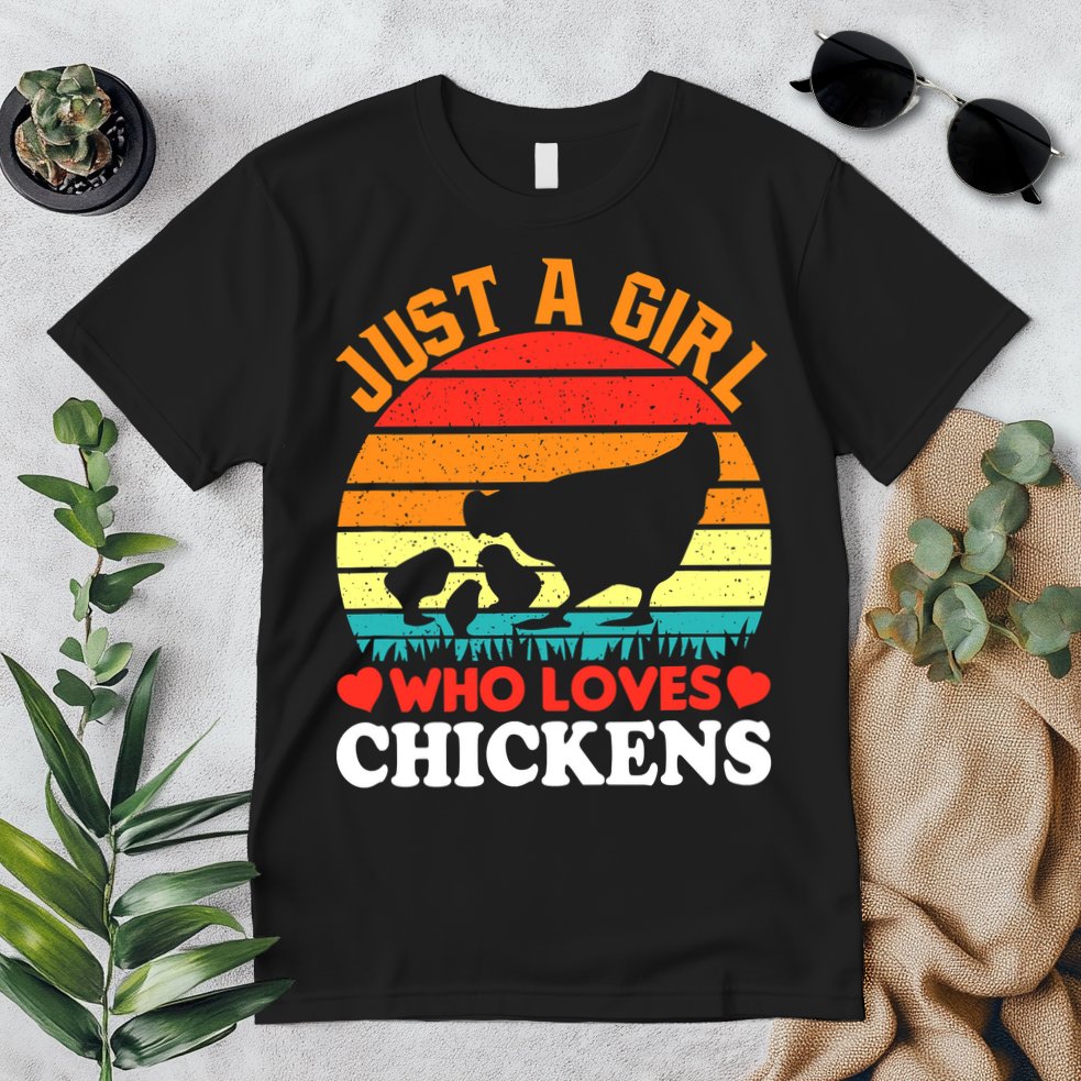 Just A Girl Who Loves Chickens Farmer Farm Premium T-Shirt