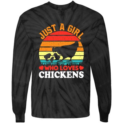 Just A Girl Who Loves Chickens Farmer Farm Tie-Dye Long Sleeve Shirt