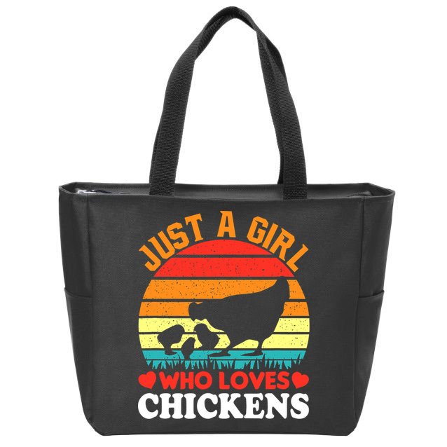 Just A Girl Who Loves Chickens Farmer Farm Zip Tote Bag