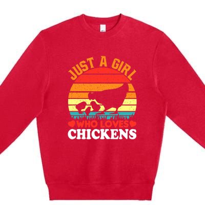 Just A Girl Who Loves Chickens Farmer Farm Premium Crewneck Sweatshirt