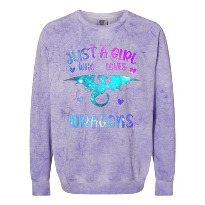 Just A Girl Who Loves Dragons Colorblast Crewneck Sweatshirt