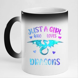 Just A Girl Who Loves Dragons 11oz Black Color Changing Mug