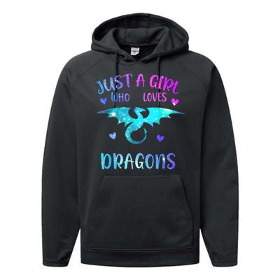 Just A Girl Who Loves Dragons Performance Fleece Hoodie