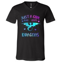 Just A Girl Who Loves Dragons V-Neck T-Shirt