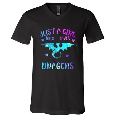 Just A Girl Who Loves Dragons V-Neck T-Shirt