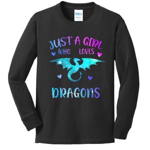 Just A Girl Who Loves Dragons Kids Long Sleeve Shirt