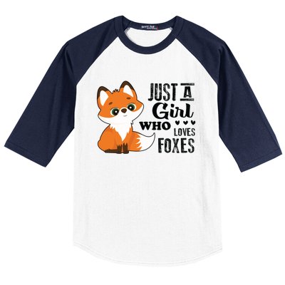 Just A Girl Who Loves Foxes Fox Lover Gift Baseball Sleeve Shirt