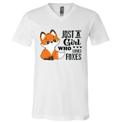 Just A Girl Who Loves Foxes Fox Lover Gift V-Neck T-Shirt