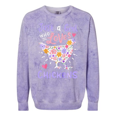 Just A Girl Who Loves Chickens Chicken Hen Love Cute Colorblast Crewneck Sweatshirt