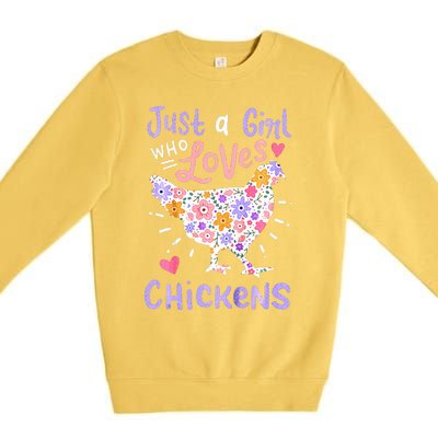 Just A Girl Who Loves Chickens Chicken Hen Love Cute Premium Crewneck Sweatshirt