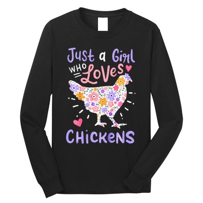 Just A Girl Who Loves Chickens Chicken Hen Love Cute Long Sleeve Shirt