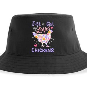 Just A Girl Who Loves Chickens Chicken Hen Love Cute Sustainable Bucket Hat