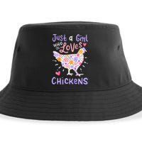 Just A Girl Who Loves Chickens Chicken Hen Love Cute Sustainable Bucket Hat