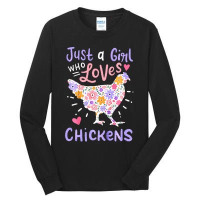 Just A Girl Who Loves Chickens Chicken Hen Love Cute Tall Long Sleeve T-Shirt