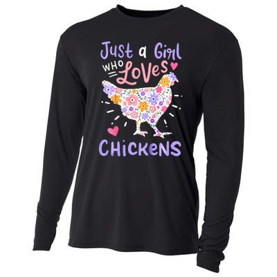 Just A Girl Who Loves Chickens Chicken Hen Love Cute Cooling Performance Long Sleeve Crew