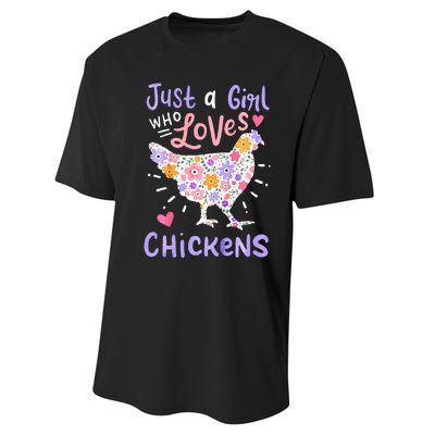 Just A Girl Who Loves Chickens Chicken Hen Love Cute Performance Sprint T-Shirt