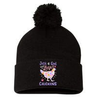 Just A Girl Who Loves Chickens Chicken Hen Love Cute Pom Pom 12in Knit Beanie