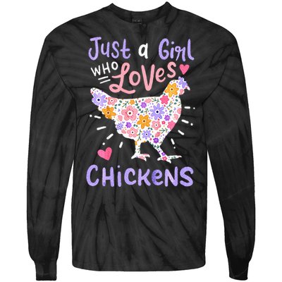 Just A Girl Who Loves Chickens Chicken Hen Love Cute Tie-Dye Long Sleeve Shirt