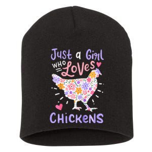 Just A Girl Who Loves Chickens Chicken Hen Love Cute Short Acrylic Beanie